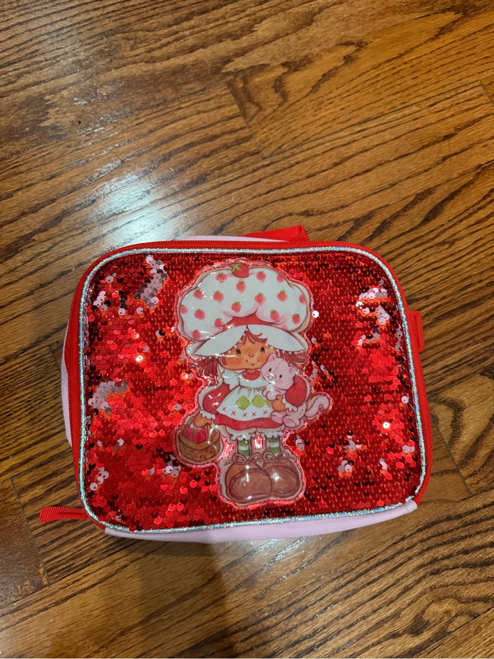 Strawberry Character Red Sequin Kids Lunch Bag